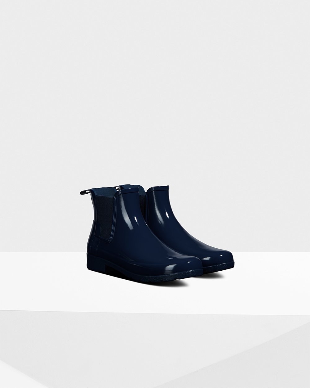 Botas Chelsea Hunter Mujer Refined Gloss Slim Fit - Azul Marino - Argentina 7619XNVRY